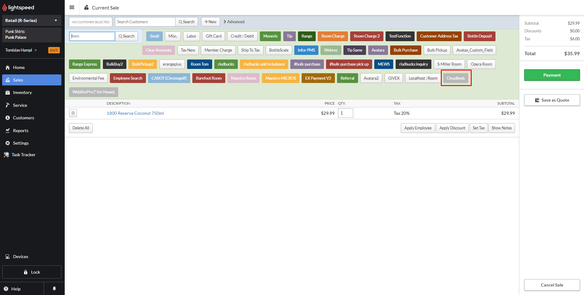 Cloudbeds Lightspeed R-Series Payment Select
