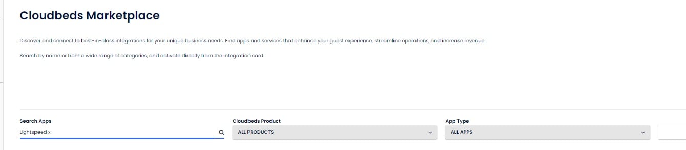 Cloudbeds Marketplace Lightspeed X Series