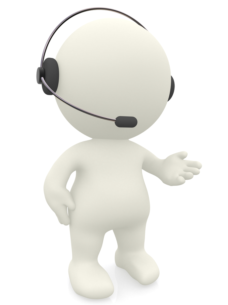 3D customer support operator with a headset - isolated over white