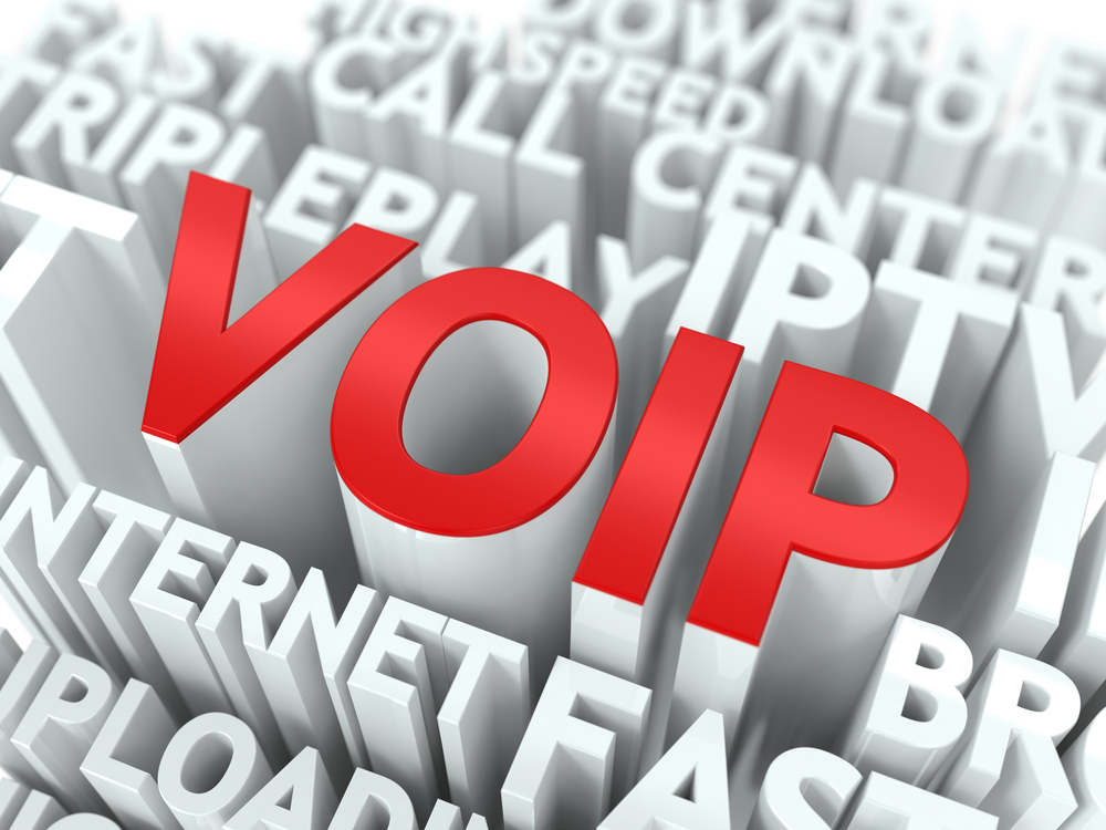 VOIP - Wordcloud Internet Concept. The Word in Red Color, Surrounded by a Cloud of Words Gray.