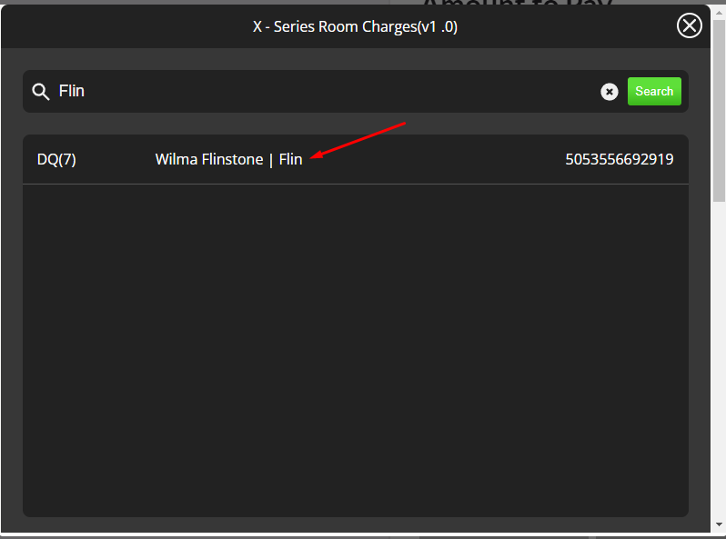 Select the cloudbeds guest in lightspeed to charge
